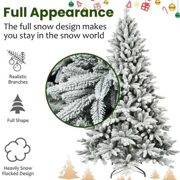 5ft PVC PE Flocking Hinged Tree Environmentally Friendly Fireproof Artificial Christmas Flocked Tree By  Limei Tree