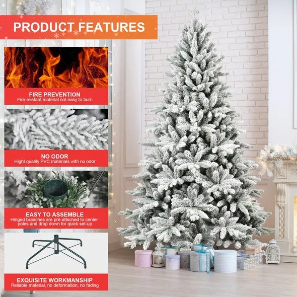 5ft PVC PE Flocking Hinged Tree Environmentally Friendly Fireproof Artificial Christmas Flocked Tree By  Limei Tree