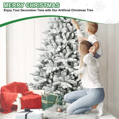 5ft PVC PE Flocking Hinged Tree Environmentally Friendly Fireproof Artificial Christmas Flocked Tree By  Limei Tree