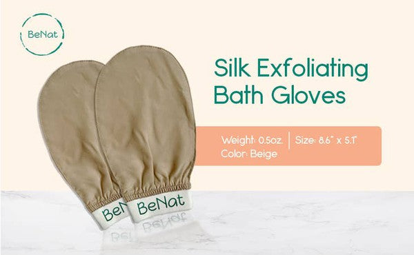 Guantes de baño exfoliantes de seda - Seda suave