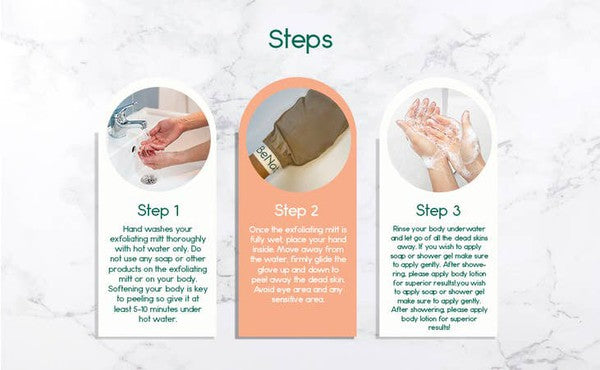 Guantes de baño exfoliantes de seda - Seda suave