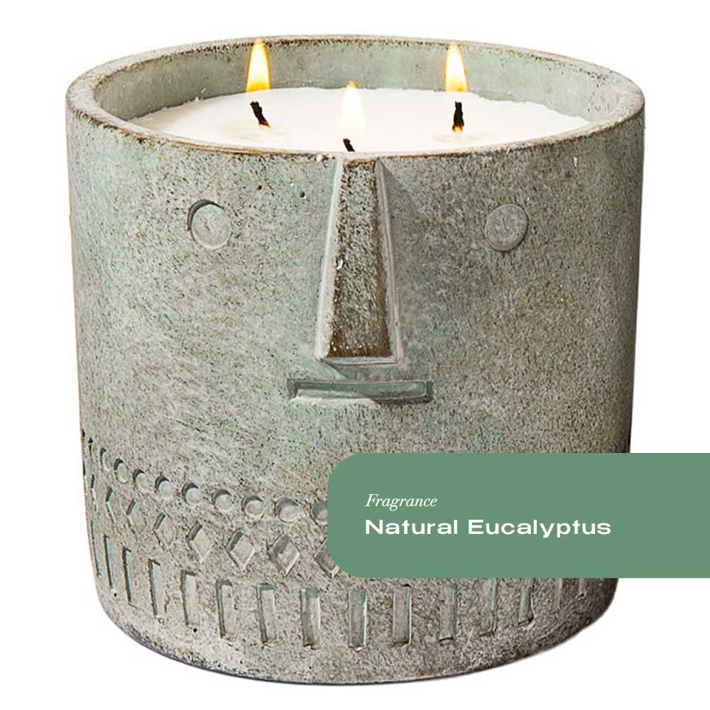 Natural Eucalyptus Stone Face Candle 27oz