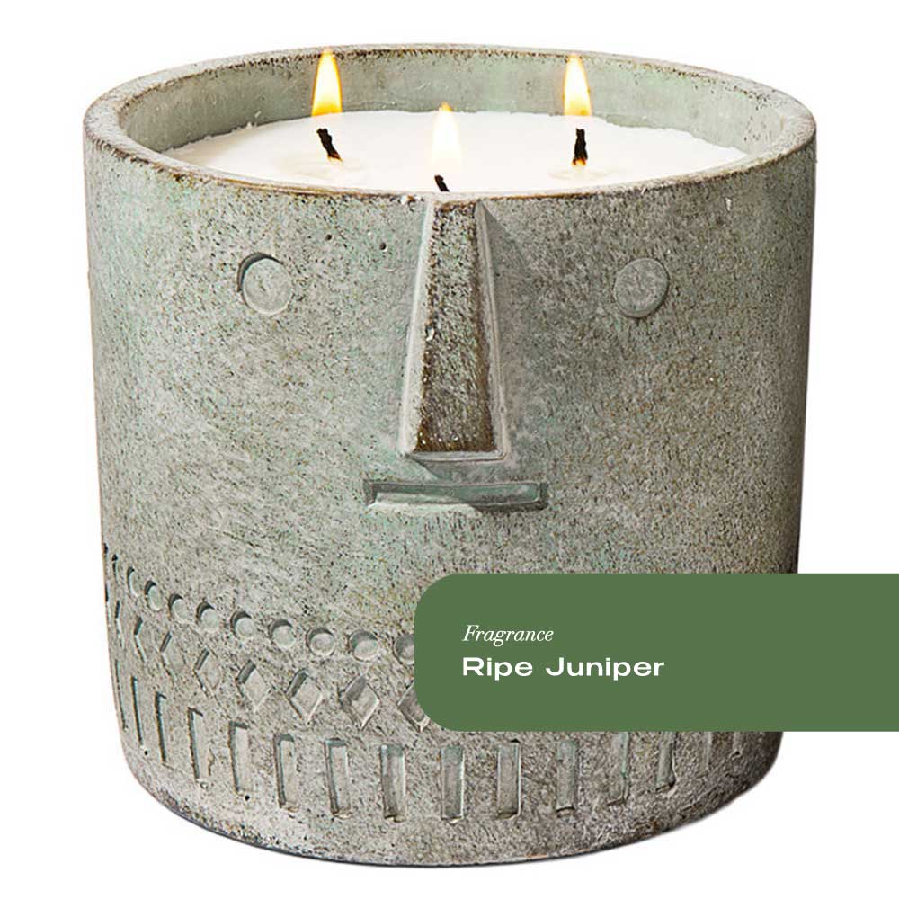 Ripe Juniper Stone Face Candle 27oz