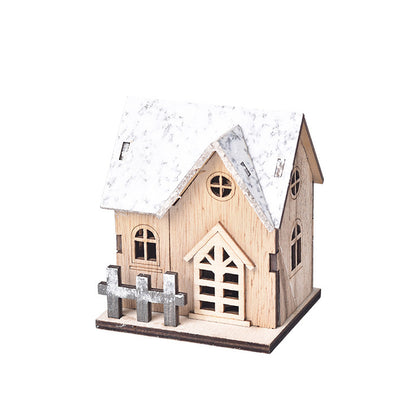 LED Luminous Wooden Christmas Small House