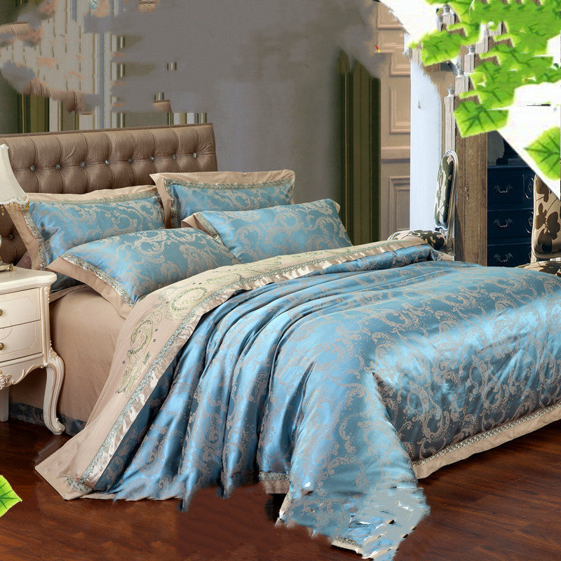 Ice Silk Jacquard European Luxury High-end Linen And Cotton Bedding Set