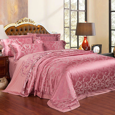 Ice Silk Jacquard European Luxury High-end Linen And Cotton Bedding Set