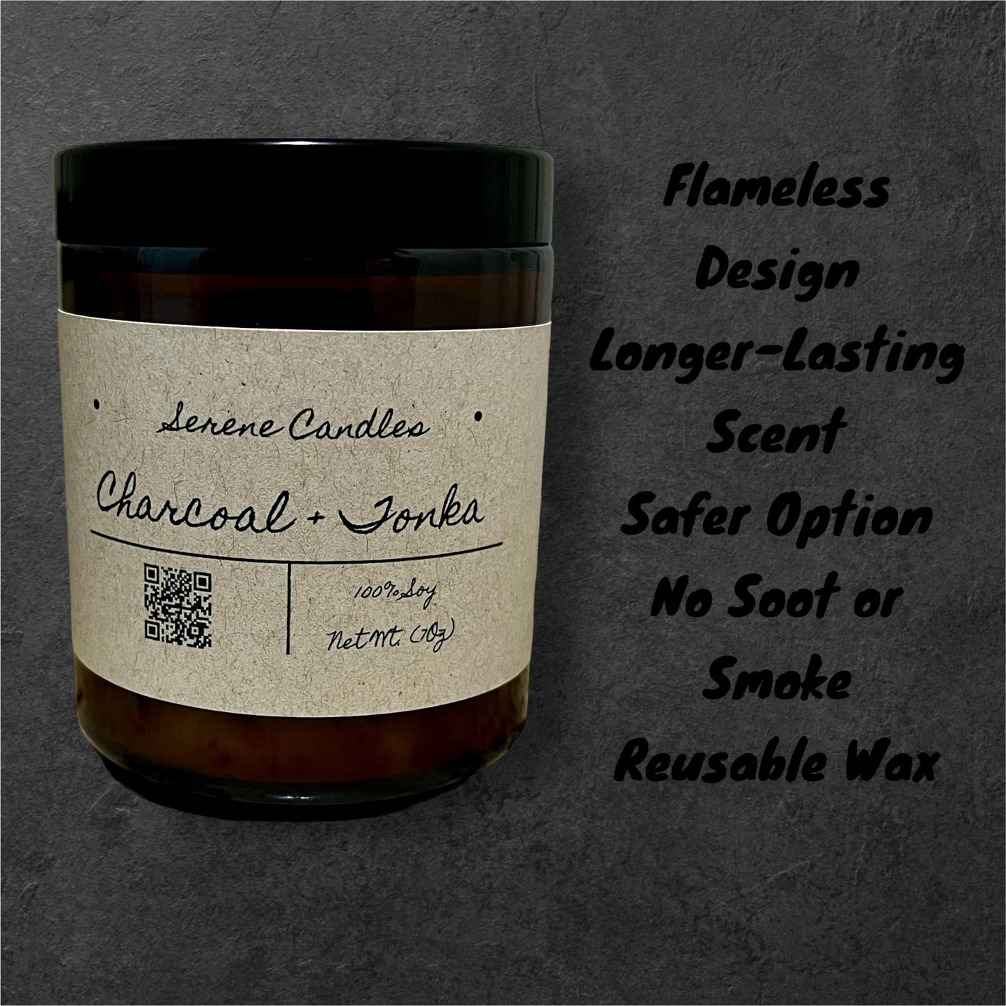 Charcoal & Tonka Wickless 7oz Candle